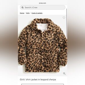 Girls Crewcuts Kids' Leopard Cheetah Print Sherpa Jacket Size Small 6-7